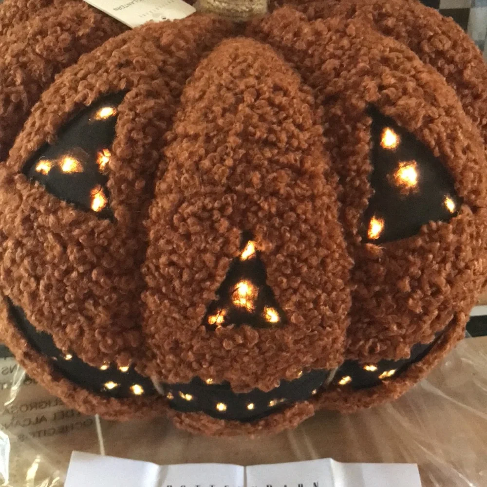 Pottery Barn Cute and Spooky Light Up Jack-O-Lantern Pumpkin Cuddle Pillow 🎃